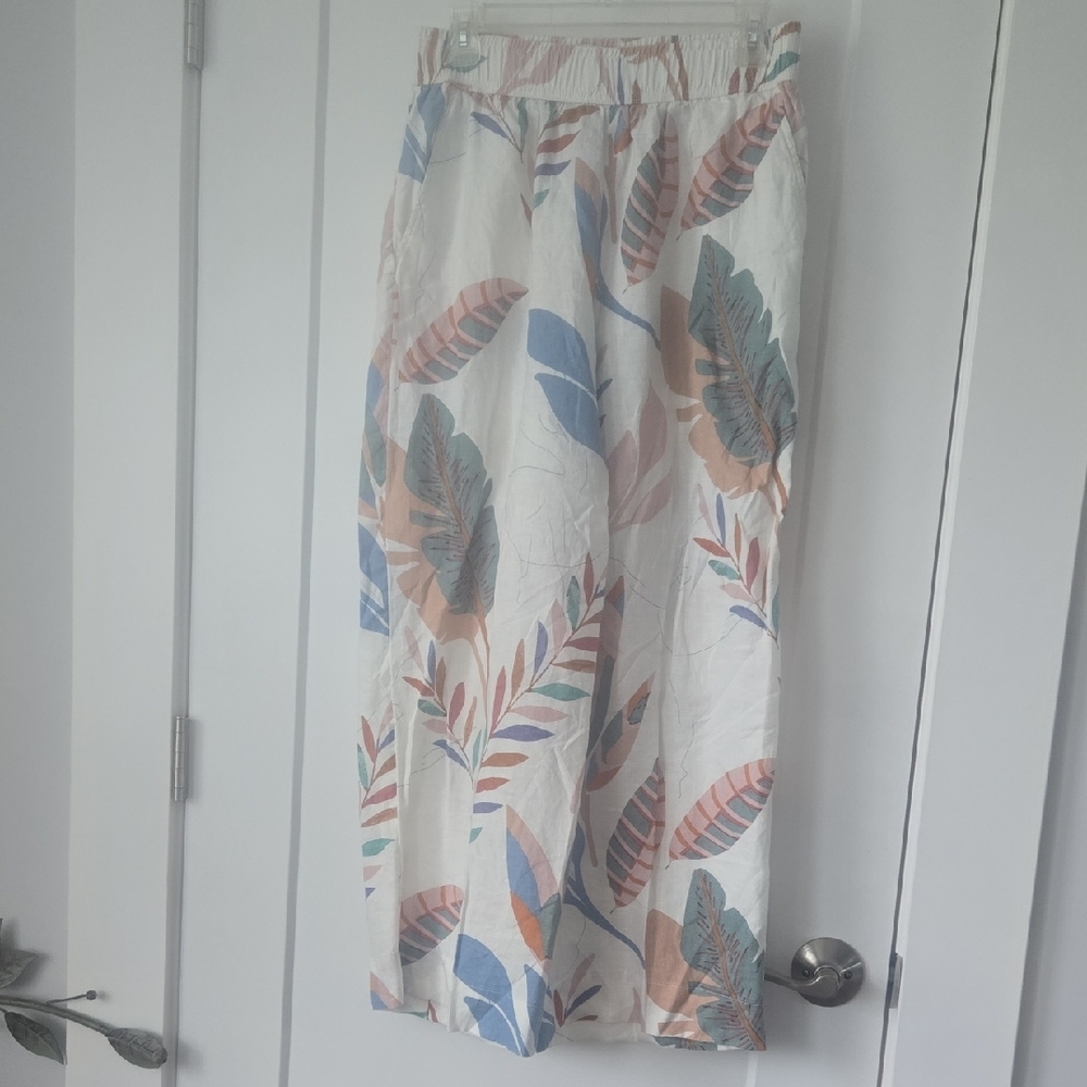 Cynthia Rowley White and Blue Wide Leg Trouser